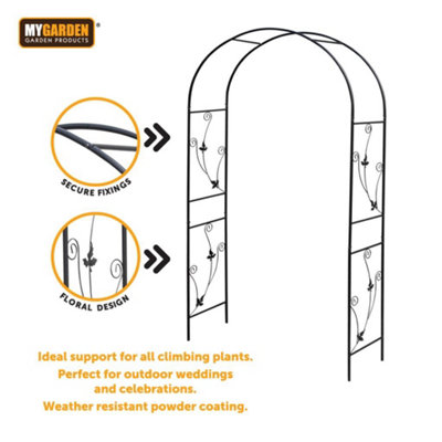 Metal Garden Arch Traditional Archway Climbing Plants Support Outdoor Trellis