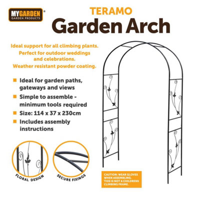 Metal Garden Arch Traditional Archway Climbing Plants Support Outdoor Trellis