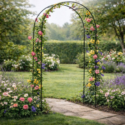 Metal Garden Arch Trellis 2m - 200cm Outdoor Climbing Plant Support ...