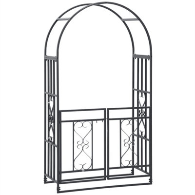 Metal Garden Arch with Double Gate, Garden Arbor Climbing Plants