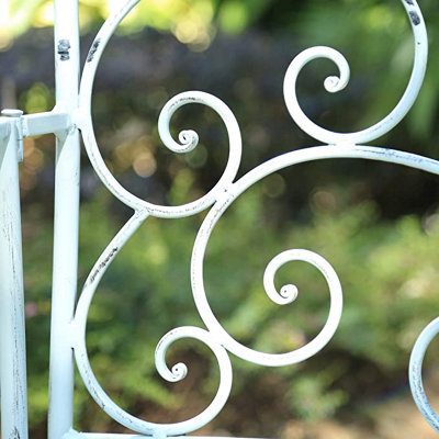 Metal Garden Bench Seat Patio Furniture Foldable Antique Blue Beautiful Shabby Chic Handmade Vintage (Genoa) - 3