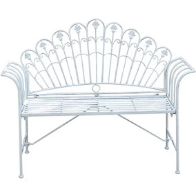 Metal Garden Bench Seat Patio Furniture Foldable Antique Grey Beautiful Shabby Chic Handmade Vintage (Girona)