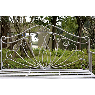 Metal Garden Bench Seat Patio Furniture Foldable Antique Grey Beautiful Shabby Chic Handmade Vintage (Valencia) - 6