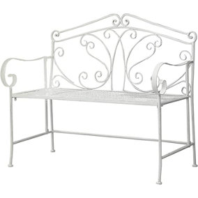 White Metal Garden benches Garden seating B Q