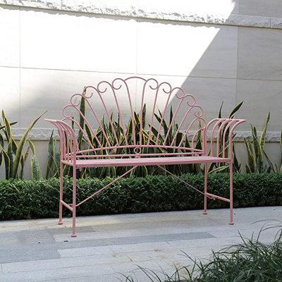 Metal Garden Bench Seat Patio Furniture Pink Beautiful Shabby Chic Handmade Vintage Palermo DIY at B Q