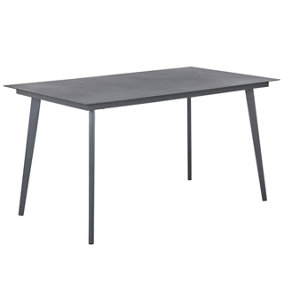 Metal Garden Dining Table 140 x 80 cm Grey MILETO