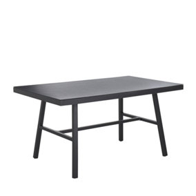 Metal Garden Dining Table 150 x 90 cm Black CANETTO
