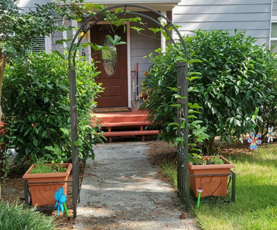 Metal Garden Patio Arch With Planters Rose Arbour Archway Climbing Plant Trellis - 3