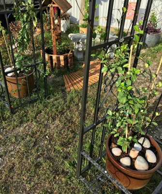 Metal Garden Patio Arch With Planters Rose Arbour Archway Climbing Plant Trellis - 6
