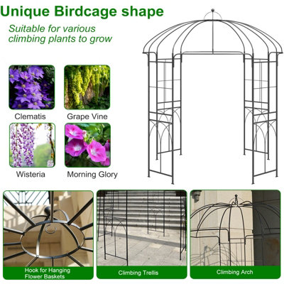 Metal Garden Rose Arch Trellis Bird Cage Shape Arbour Gazebo Pergola Pavilion