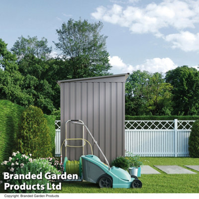 Metal Garden Shed Small Outdoor Storage 6.6ft x 4ft with Sliding Doors, Weatherproof Pent Roof (Grey)