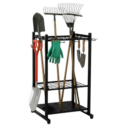 Metal Garden Tool Storage Rack with Hooks, Garden Lawncare Guy