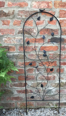 Metal Garden Trellises Plant Climbing Rose Supports 120cm Bird & Leaf  Set of 2
