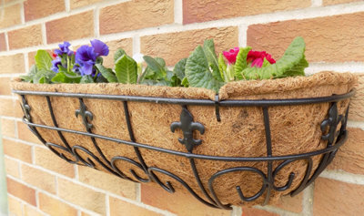 Metal Garden Window Box Wall Mounted Trough Planter Fleur de lys 60cm