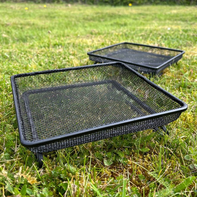 Metal Ground Bird Feeder Seed & Nut Tray (Pack of 2)