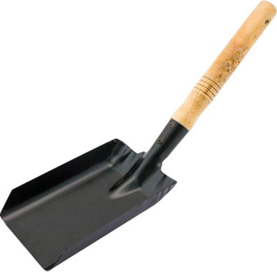 Metal Hand Shovel Dust Pan Coal Garden Leaves Indoor Outdoor Use Wood Handle