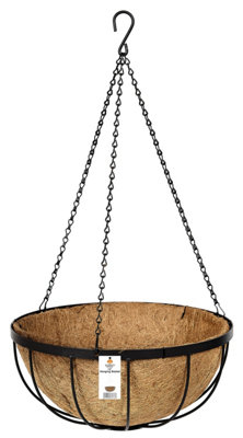 Metal Hanging Baskets Pot Containers Complete with Coco Liner and Chains 35cm diameter Set of 2