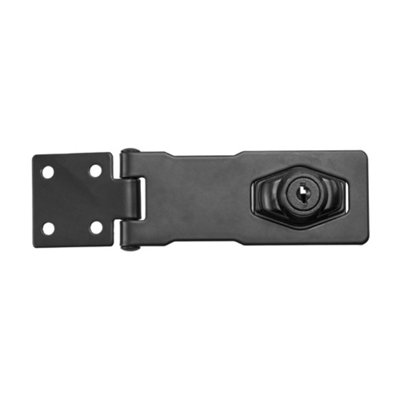 Metal Hasp and Staples Sleek Black (L)135mm (W)40mm