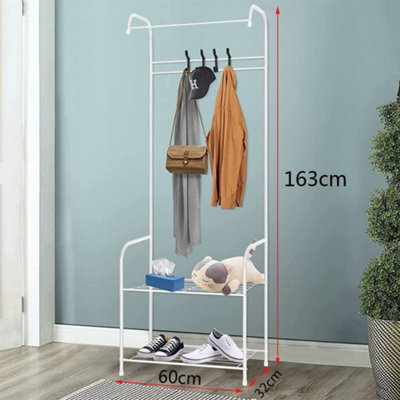 Metal Hat and Coat Rack with 4 Hooks Tall Clothes Rail Garment Shoe ...