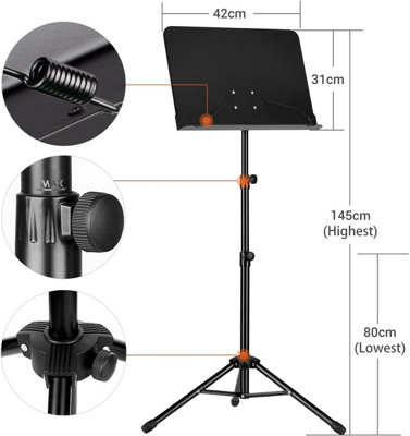 Metal Heavy Duty Foldable Music Stand Holder Tripod Orchestral ...