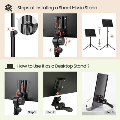 Metal Heavy Duty Foldable Music Stand Holder Tripod Orchestral ...