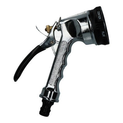 Metal Hose Pipe Watering Spray Gun Nozzle 6 Function Rubber Non-Slip Grip