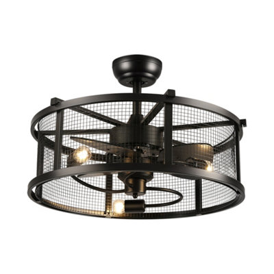 Metal Industrial Ceiling Fan Light with Remote Control