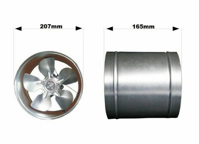 Metal Inline Extractor Fan Industrial Ventilator with 207mm / 8.15 Size - 4