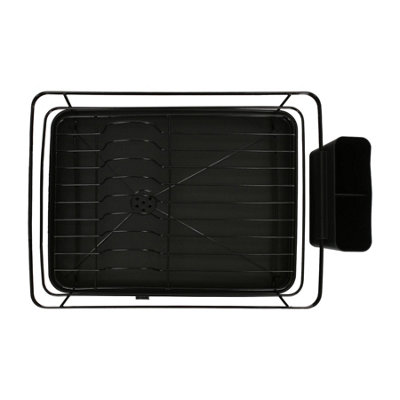 Metal Kitchen Dish Drainer Rack with Drip Tray Drying Storage Sink Board - Black