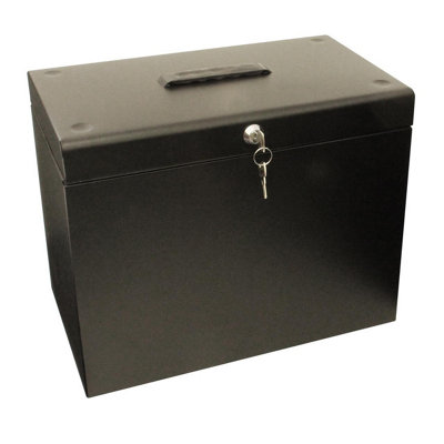 Metal Lockable A4 File Box with 5 Suspension Files - Store & Organise ...