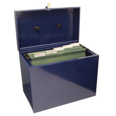 Metal Lockable A4 File Box with 5 Suspension Files - Store & Organise ...