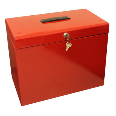 Metal Lockable A4 File Box with 5 Suspension Files - Store & Organise Paperwork & Important ...