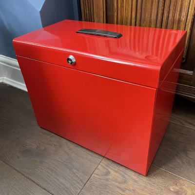 Metal Lockable A4 File Box with 5 Suspension Files - Store & Organise ...