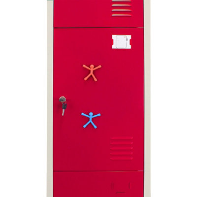 Metal Lockers 3 Doors Steel Flatpack Storage Lockable Gym School Red
