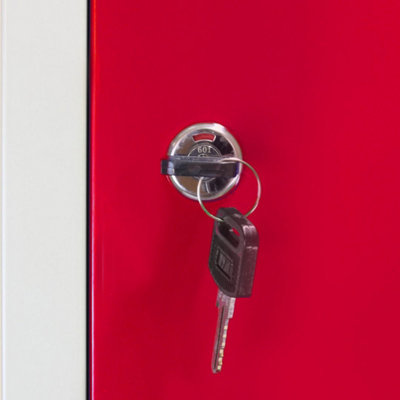 Metal Lockers 3 Doors Steel Flatpack Storage Lockable Gym School Red