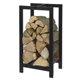 Metal Log Storage Modern Firewood Holder Heating Fires Stoves & Fireplaces Rack Shelf Stand Fireplace Indoor Black