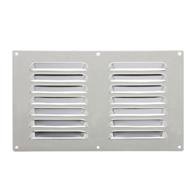 Metal Louvre Air Vent Cover, Suitable for Venting Gas Appliances Internal External Wall, for Openings 9 x 6" (229 x 152mm), Chrome