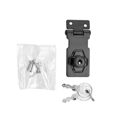 Metal Mechanical Hasp and Staple Lock with Twist Knob Secure Keyed Lock for Cabinets W 8.15cm