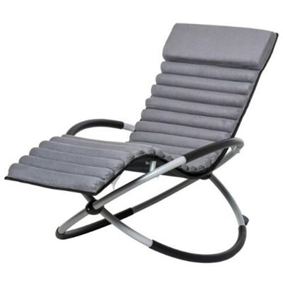 Metal Orbital Rocking Chair with Folding Design & Padded Mat / Comfort and Style for Relaxation