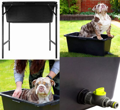 Metal Outdoor Garden Pet Bath Stand Dog Wash Table, 90L Bath