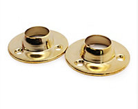 Metal Pipe Round End Bracket 19mm Polished Gold Pair