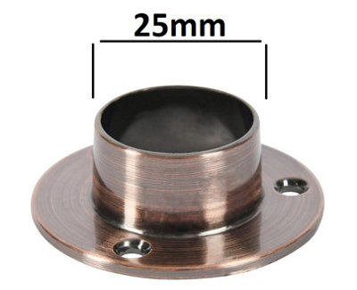 Metal Pipe Round End Bracket 25mm Antique Copper