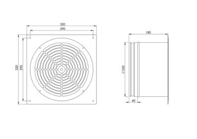 Metal Plated Extractor Fan 250mm / 800m3/h Industrial Ventilator