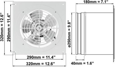 Metal Plated Extractor Fan 250mm