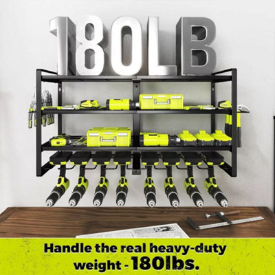 Metal Power Tool Storage Rack Power Tool Organizer-8 Drill Holder Wall ...