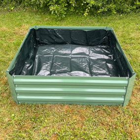 Metal Raised Vegetable Bed in Green (100cm x 30cm) with Liner