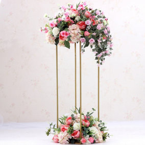 Metal Rectangular Flower Stand Pedestal Wedding Party Ornament 60cm(H)