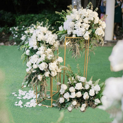 Metal Rectangular Flower Stand Pedestal Wedding Party Ornament 60cm(H)