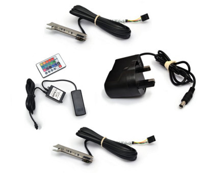 Metal RGB LED Clips Strip Link Bar Light Remote Control Kitchen Cabinet ...