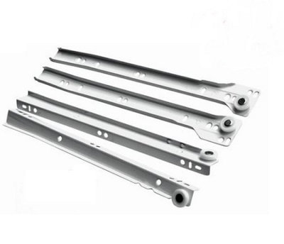 Metal roller bottom fix drawer runners - white, 400mm